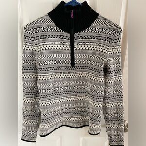 Title Nine Geometric Stretch Quarter Zip Pullover Tribal Wool size XS base layer